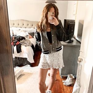 Grey knit bomber jacket